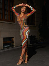 Elinda Long Sleeve Mesh Midi Dress